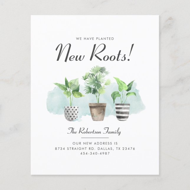 Budget We've Planted New Roots Moving Announcement (Front)