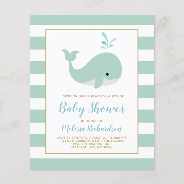 Budget Whale Drive By Baby Shower Invitation (Front)