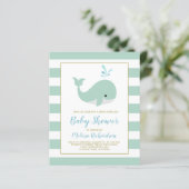 Budget Whale Drive By Baby Shower Invitation (Standing Front)