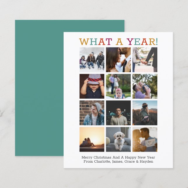 BUDGET What A Year Photo Christmas Year In Review (Front/Back)