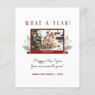 Budget What A Year Simple New Year Photo Card