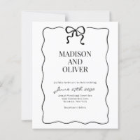 Budget Whimsical Black Bow Tie Wedding Invitation