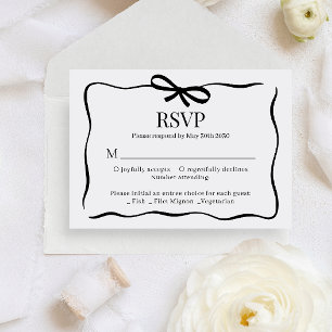 BUDGET Whimsical Black Bow Tie Wedding Menu Rsvp