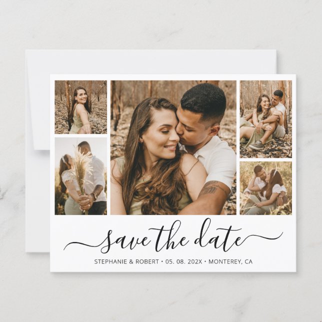 Budget Whimsical Calligraphy Photo Save The Date (Front)