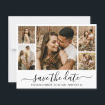Budget Whimsical Calligraphy Photo Save The Date<br><div class="desc">Budget Elegant Modern Minimalist Calligraphy Script 5 Photo Collage Save The Date Cards in black and white. This romantic delicate design perfect for modern wedding. Features 5 (five) grid photo collage, a whimsical calligraphy in hand lettered style swash tail font. Easy to personalize it with your wedding details and pictures....</div>