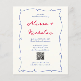 Budget Whimsical Colorful Monogram QR code Wedding