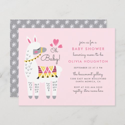 Budget Whimsical Pastel Pink Llama Oh Baby Shower