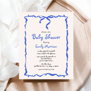 Budget Whimsical Quirky Blue Bow Boy Baby Shower Flyer