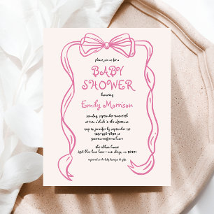 Budget Whimsical Quirky Blush Pink Bow Baby Shower