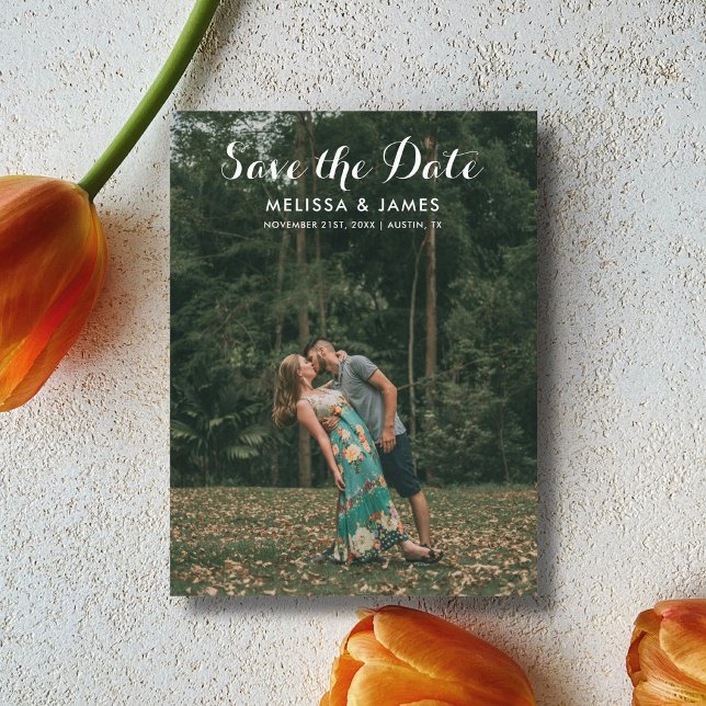 Budget Whimsical Script Photo Save the Date Announcement Postcard (Creator Uploaded)
