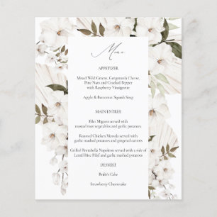 Budget White Boho Floral Menu 2 Flyer