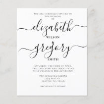 Budget White Calligraphy Wedding Invitation