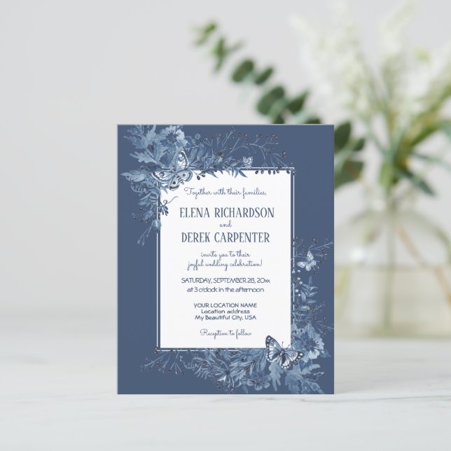 Budget White Dusty Blue Wildflower Floral Wedding (Standing Front)