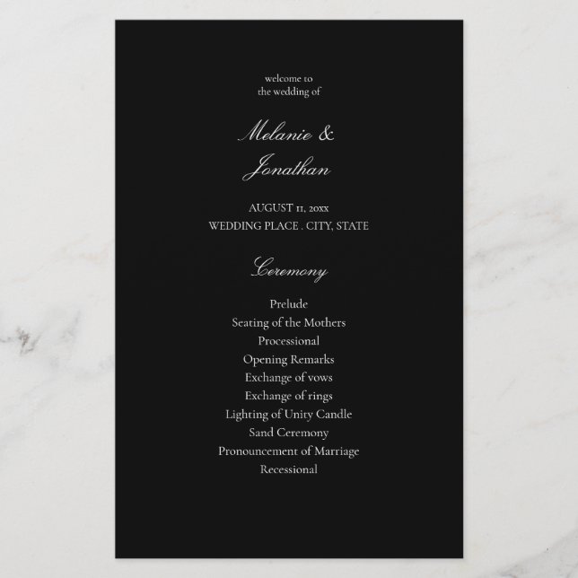 Budget White Elegant Wedding Ceremony - Black MED Flyer (Front)