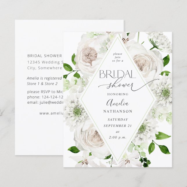 Budget White Floral Bridal Shower (Front/Back)
