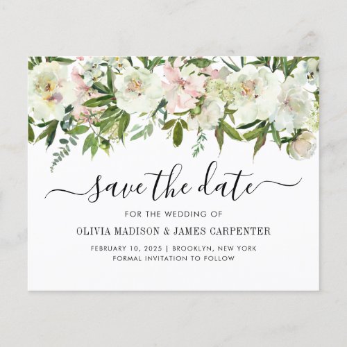 Budget White Floral Fall Wedding Save the Date