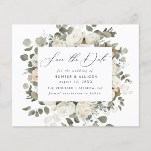 BUDGET White Floral Save the Date Flyer