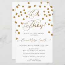 Budget white gold baby shower invitation