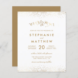 Budget White & Gold Foil Confetti Mountain Wedding