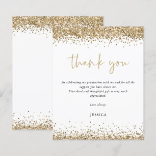 Budget White Gold Glitter 2024 Graduation Thanks
