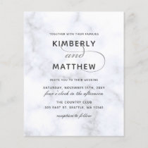 Budget White Marble Calligraphy Wedding Invitation