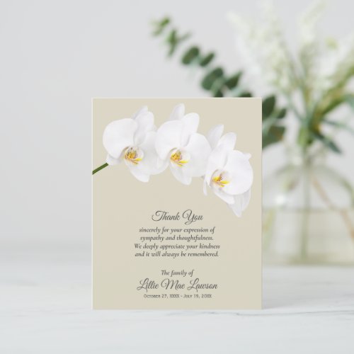 Budget White Orchid Funeral Memorial Thank You