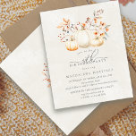 BUDGET White Pumpkin 40th Birthday Invitation<br><div class="desc">Elegant white pumpkins are nestled in red,  orange and sage green leaves and wildflowers.</div>