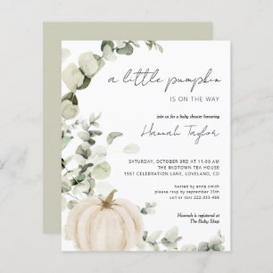 Budget White Pumpkin Fall Baby Shower Invitation