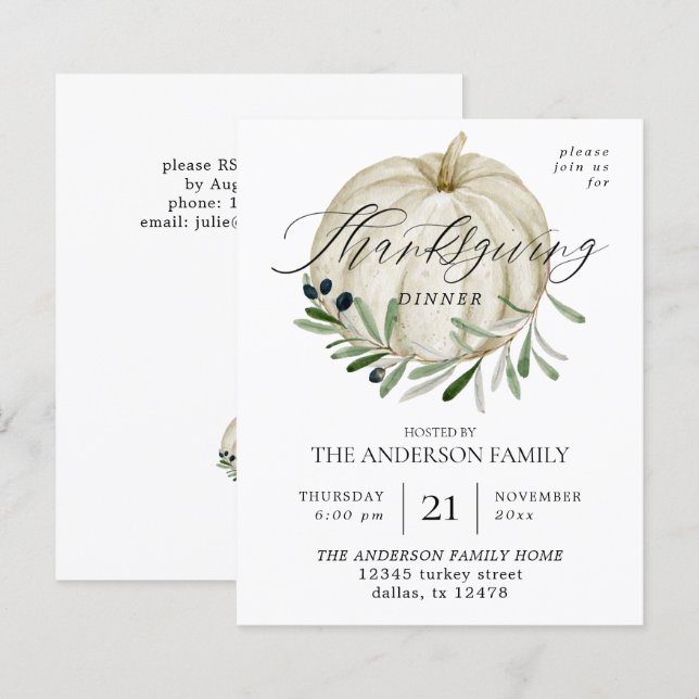 Budget White Pumpkin Thanksgiving (Front/Back)