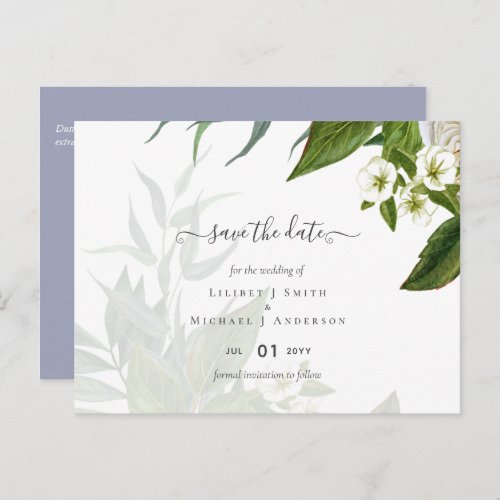 Budget White Roses Dusty Blue Wedding Postcard