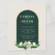 BUDGET White Roses Forest Green Winter Wedding INV