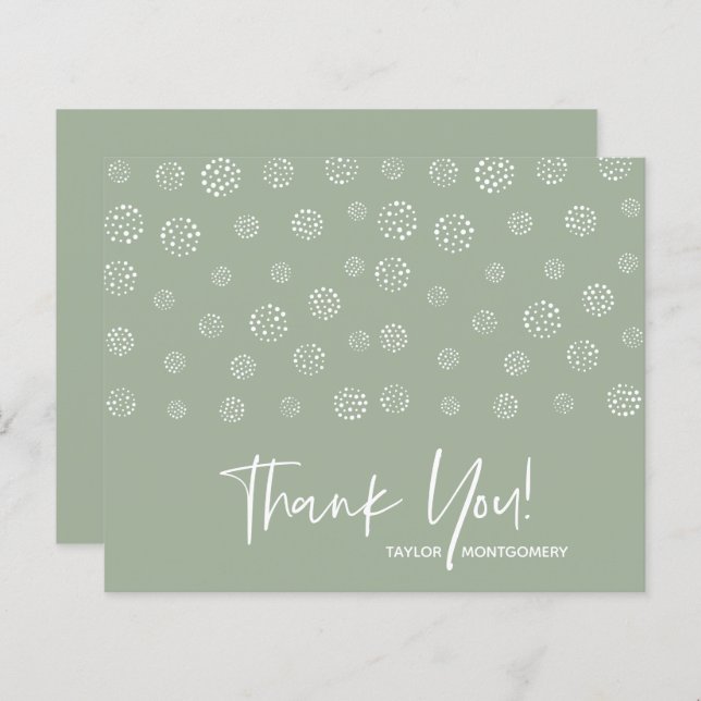 Budget White Script Sage Green Thank You Cards (Front/Back)