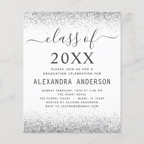 Budget White Silver Photo Graduation 2022  Flyer