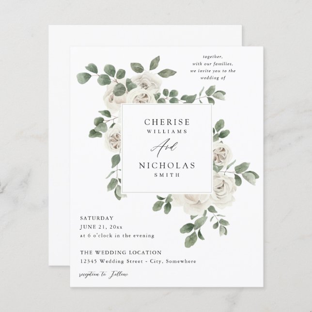 Budget White Soft Floral & Eucalyptus Wedding (Front/Back)