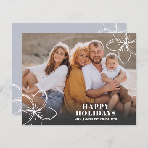 Budget White Tropical Flowers Photo Holiday Card