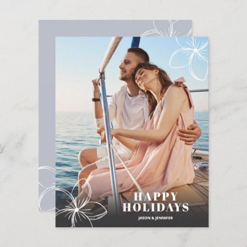 Budget White Tropical Flowers Photo Holiday Card