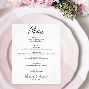 Budget White Wedding Menu Flyer
