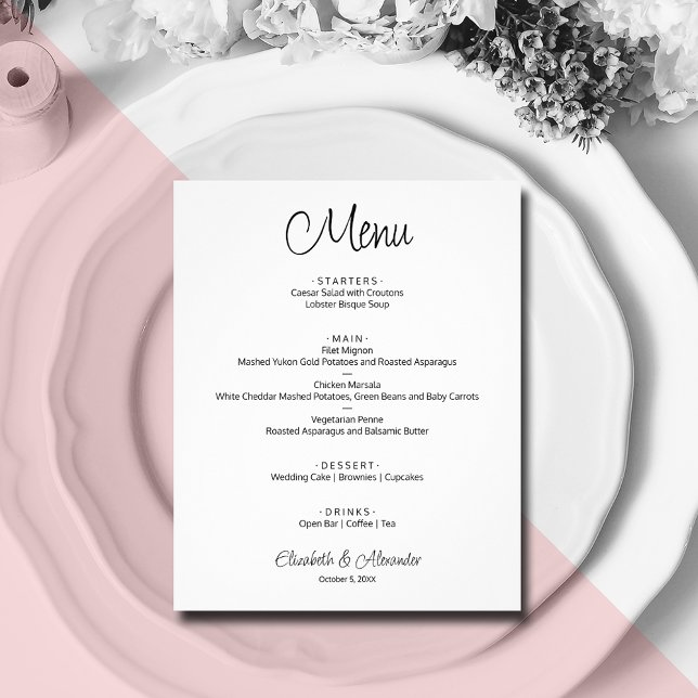 Budget White Wedding Menu Flyer (Creator Uploaded)