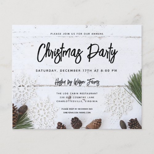 Budget White Wood Christmas Party Invitation Flyer