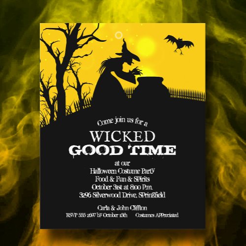 Budget Wicked Witch Silhouette Halloween Invites