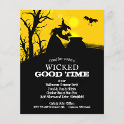 Budget Wicked Witch Silhouette Halloween Invites | Zazzle