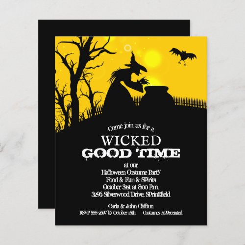 Budget Wicked Witch Silhouette Halloween Invites