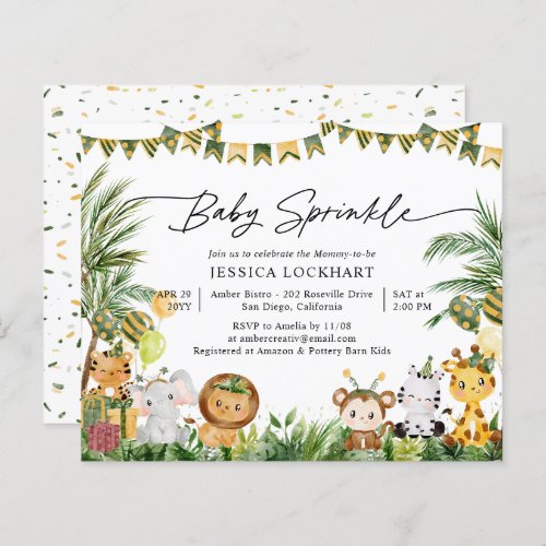 Budget Wild Animals Baby Sprinkle Invitation