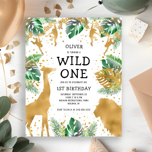 Budget Wild One 1st Birthday Safari Invitation