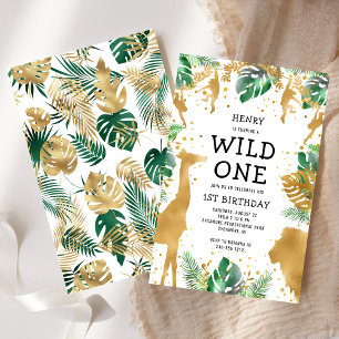 Budget Wild One 1st Birthday Safari Invitation