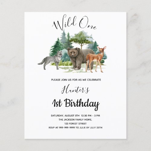 Budget Wild One birthday woodland forest animals