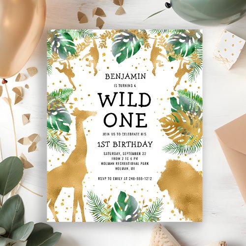 Budget Wild One First Birthday Safari Invitation