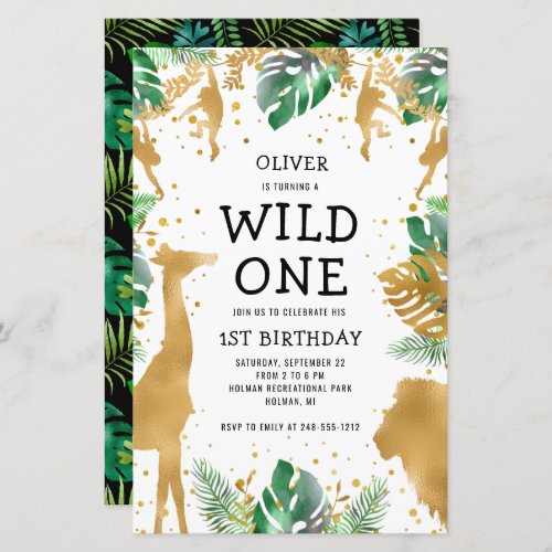 Budget Wild One Safari 1st Birthday Invitation