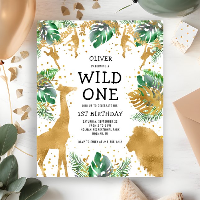 Budget Wild One Safari 1st Birthday Invitation (Creator Uploaded)