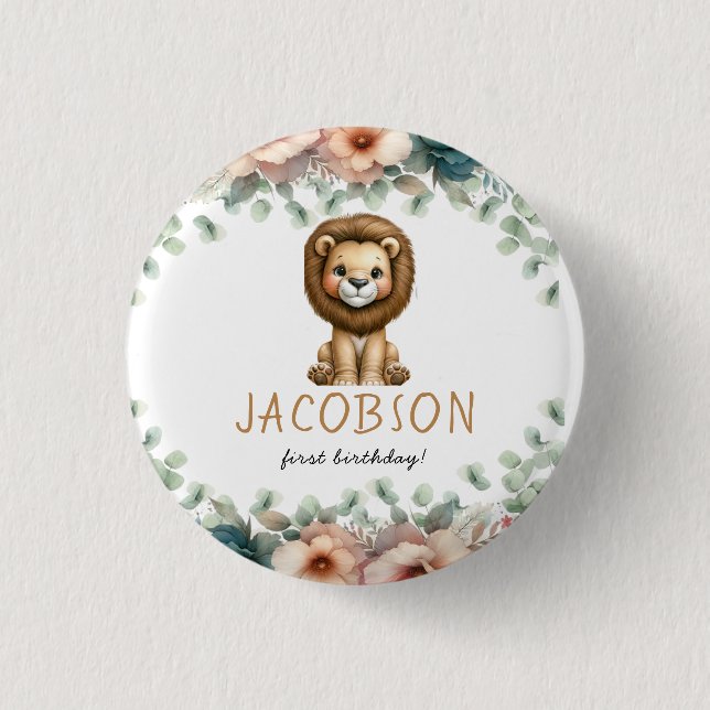 Budget Wild One Safari Animals Boy Birthday Party Button (Front)